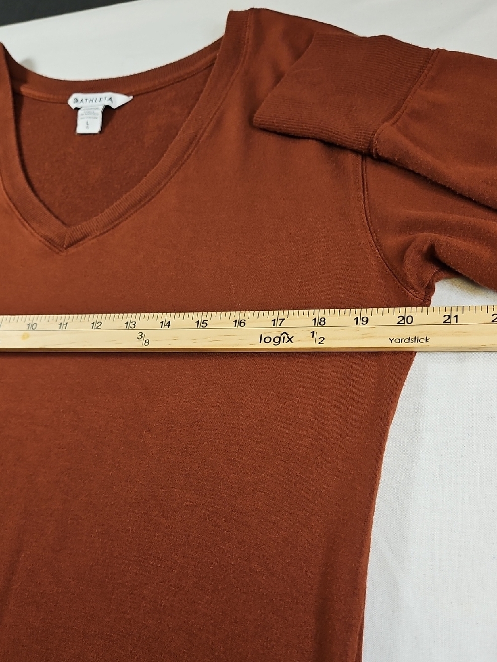 Athleta Sunrise V Neck Sweatshirt, Size Large, Color Is Rust/Brown - Picture 7 of 14